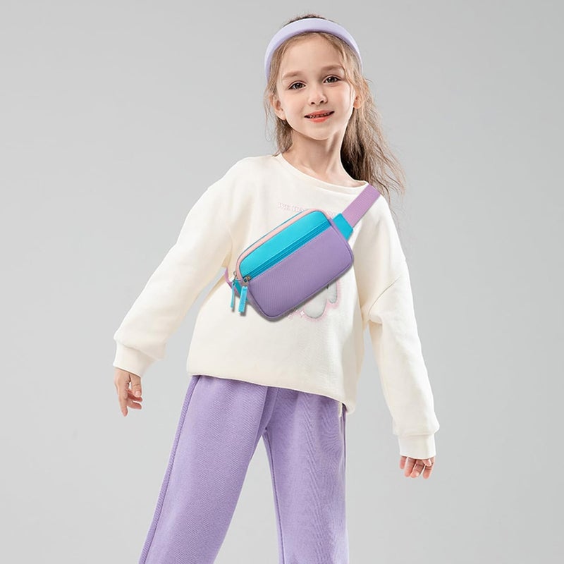 cotmcor Store Valentines Day Gifts for Kids: Fanny Pack Birthday Gift for 5 6 7 8 9 10 11 12 Year Old Teen Girls, Preppy Cute Trendy Stuff Colorblock Crossbody Bag Adjustable Belt Bags for Travel Outdoor - Image 2